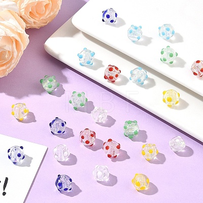 24Pcs 6 Colors Handmade Foil Lampwork Beads FOIL-YW0001-05-1