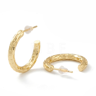 Brass Half Hoop Earrings EJEW-A056-04G-1