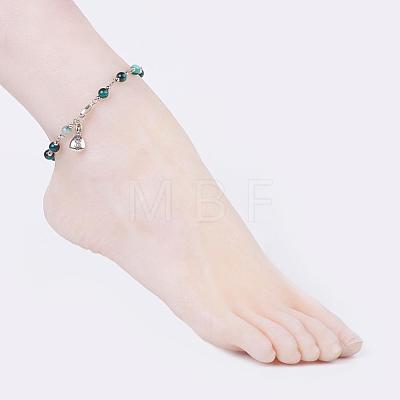 Natural Striped Agate/Banded Agate Anklets AJEW-AN00214-1
