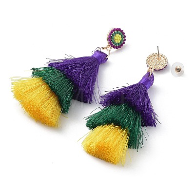 Carnival Theme Nylon Tassel Earrings EJEW-D087-01-1