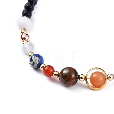 Natural & Synthetic Gemstone Beaded Necklaces NJEW-JN02454-01-1