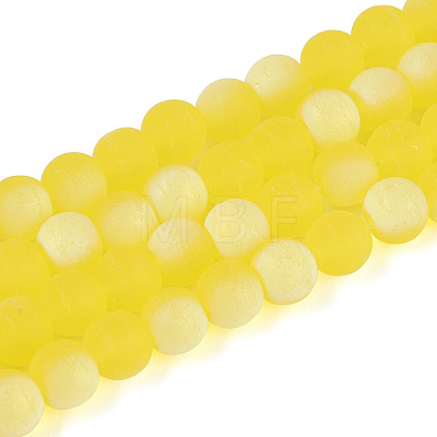 Frosted Transparent Glass Beads Strands GLAA-T032-T6mm-MBB12-1