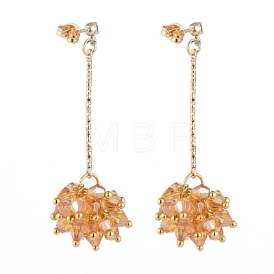 Faceted Glass Beads Stud Earrings EJEW-JE04095-1