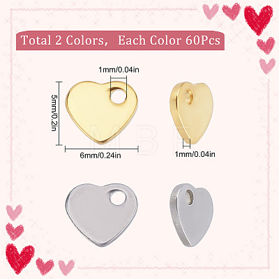 120Pcs 2 Colors 201 Stainless Steel Charms STAS-SC0004-69-1