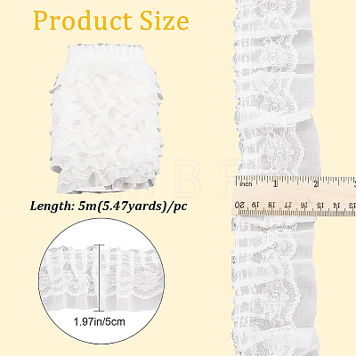 5M Double-Layer Pleated Polyester Chiffon Lace Trim OCOR-GF0006-69C-1
