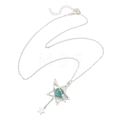 4Pcs 4 Styles Natural Amethyst & Dyed Green Jade & Hemimorphite & Heated Citrine Alloy Star Pendant Necklaces for Women NJEW-TA00273-1