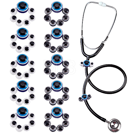 10Pcs 2 Colors Evil Eye Resin Stethoscope Pendant Decorations HJEW-ME00155-1