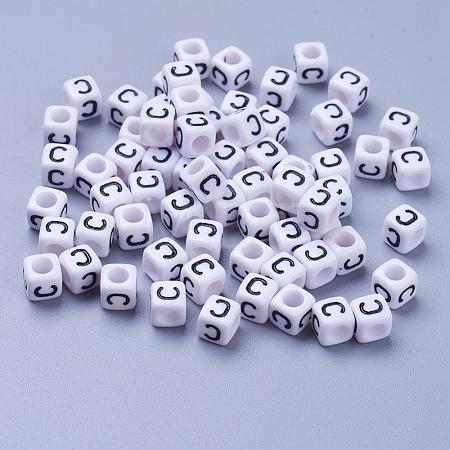 Acrylic Horizontal Hole Letter Beads PL37C9308-C-1