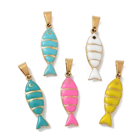 201 Stainless Steel Enamel Pendants STAS-I339-02G-1