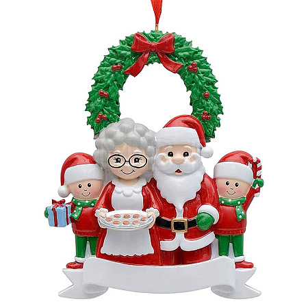 Resin Santa Claus Family Pendant Decorations XMAS-PW0006-02-1