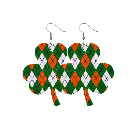 Saint Patrick's Day Imitation Leather Dangle Earrings FS-WG4E1C6-07-1