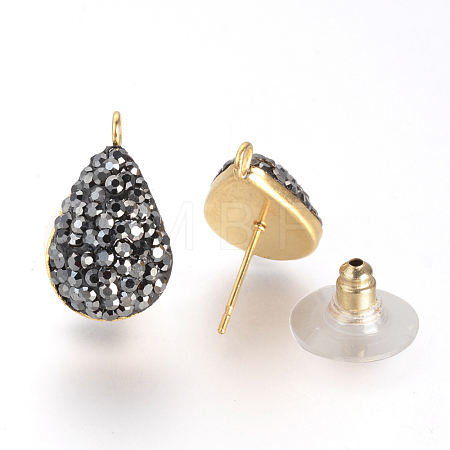 Polymer Clay Rhinestone Stud Earring Findings X-EJEW-S197-01-1