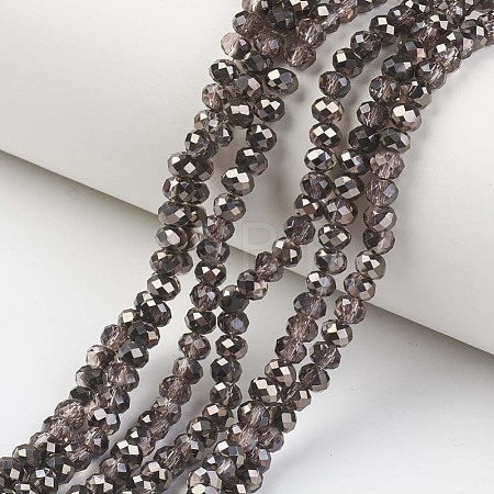 Electroplate Transparent Glass Beads Strands EGLA-A034-T6mm-P14-1