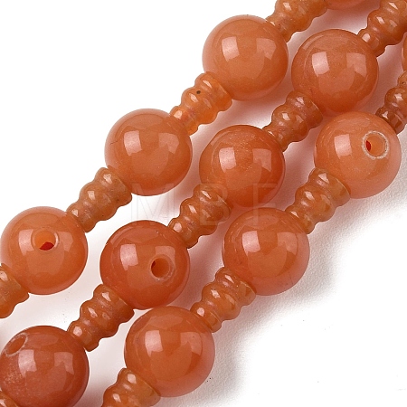 Natural Red Aventurine 3-Hole Guru Beads Strands G-H064-E11-01-1