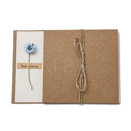 Dried Daisy Paper Thank You Greeting Cards AJEW-K043-01D-1
