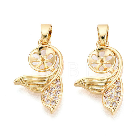 Brass Micro Pave Clear Cubic Zirconia European Dangle Charms Bails KK-N276-16G-1