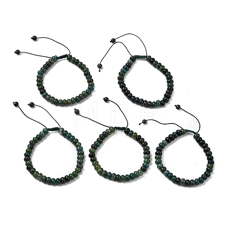 Adjustable Natural Moss Agate Braided Bead Bracelets BJEW-F369-A19-1