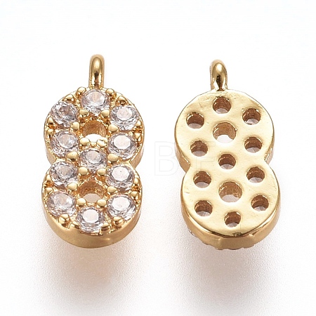 Brass Micro Pave Clear Cubic Zirconia Charms ZIRC-L075-60A-08G-1