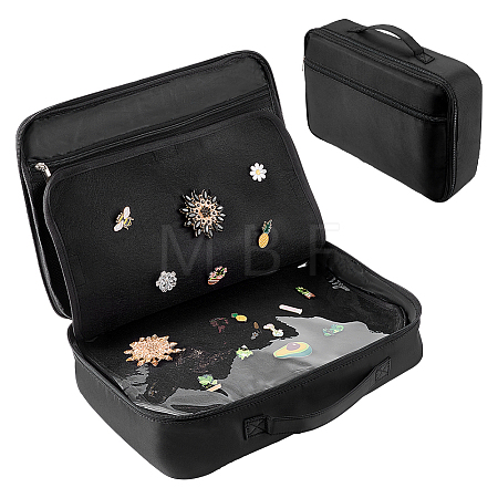 Large Capacity Polyester Multi-Layer Enamel Pin Storage Bags with Display Pockets and Handles AJEW-WH0709-389-1