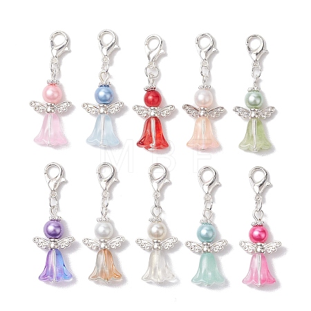 10Pcs 10 Colors Angle Glass Pendant Decorations HJEW-JM02334-02-1