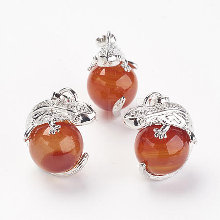 Natural Carnelian/Red Agate Pendants G-G713-I09-1