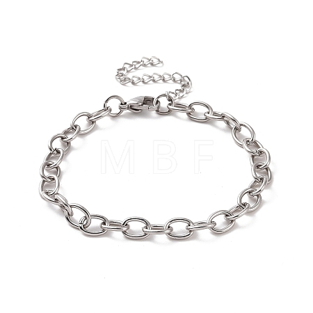 Non-Tarnish 304 Stainless Steel Cable Chain Bracelet for Men Women BJEW-E031-01P-05-1