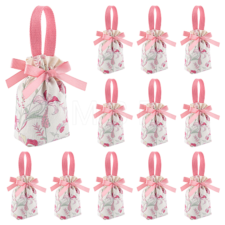 Flower Print Canvas Cloth Wedding Candy Tote Bags ABAG-WH0072-044A-1