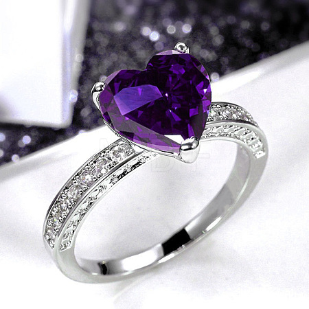 Brass Micro Pave Cubic Zirconia Finger Rings for Women FS-WGC99AF-25-1