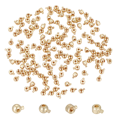 80Pcs 2 Styles Brass Crimp Beads KK-DR0001-63G-1