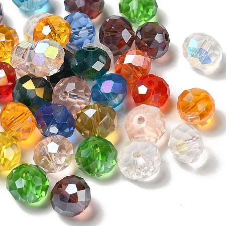 Electroplate Faceted Rondelle AB Color Plated Transparent Glass Beads GLAA-R152-10mm-M2-1