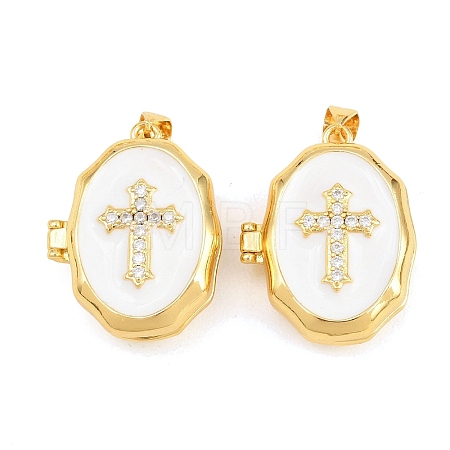 Brass Locket Pendants KK-D232-02G-01-1