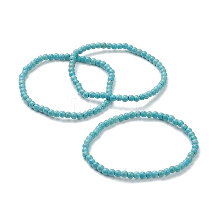 Synthetic Turquoise Beaded Stretch Bracelets BJEW-D446-A-18-1