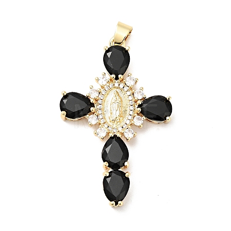 Rack Plating Brass Micro Pave Cubic Zirconia Pendants ZIRC-I059-15G-02-1