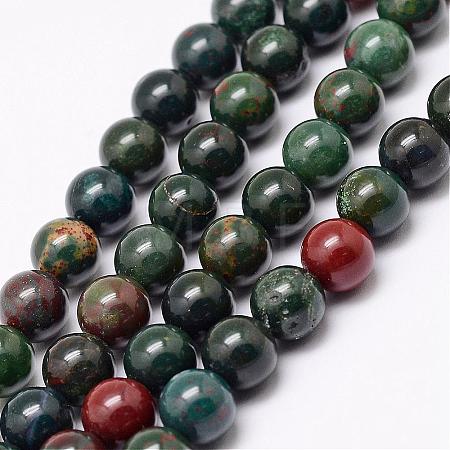 Natural Indian Bloodstone Beads Strands G-P257-07-6mm-1