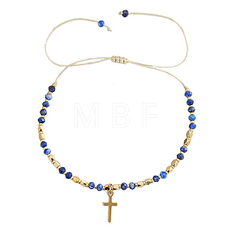 Adjustable Natural Lapis Lazuli Beaded Braided Bracelets IL6512-1-1