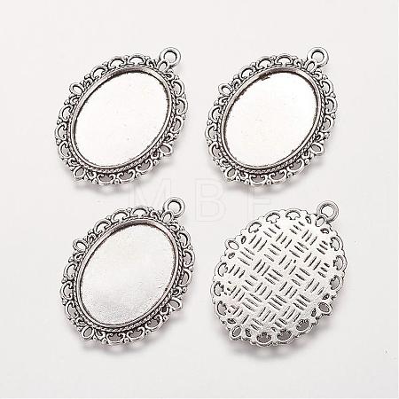 Zinc Alloy Pendant Settings for Cabochon & Rhinestone X-PALLOY-A15257-AS-FF-1