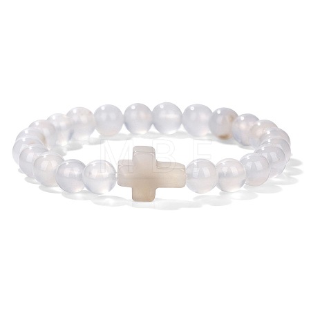 Natural Agate Round Beads Stretch Bracelets YG0612-19-1
