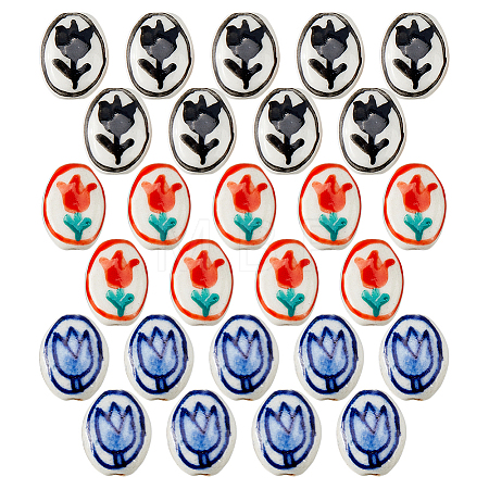 27Pcs 3 Colors Handmade Porcelain Beads PORC-FH0001-18-1