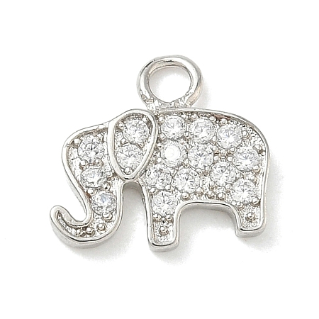 Brass Micro Pave Clear Cubic Zirconia Charms KK-H528-08P-1