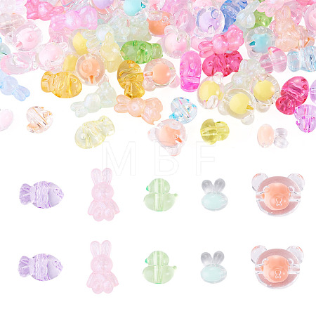 100Pcs 5 Styles Animals Transparent Acrylic Beads OACR-TA0005-02-1