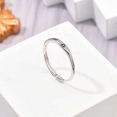 Rhodium Plated 925 Sterling Silver Adjustable Rings RJEW-S397-01P-11-1