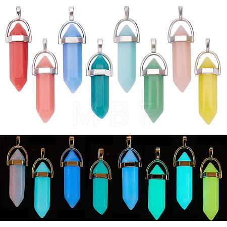 16Pcs 8 Colors Synthetic Luminous Stone Pendants FIND-CA0005-30-1