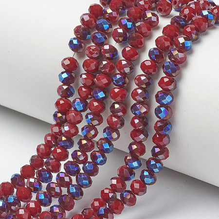 Electroplate Opaque Solid Color Glass Beads Strands EGLA-A034-P4mm-I16-1