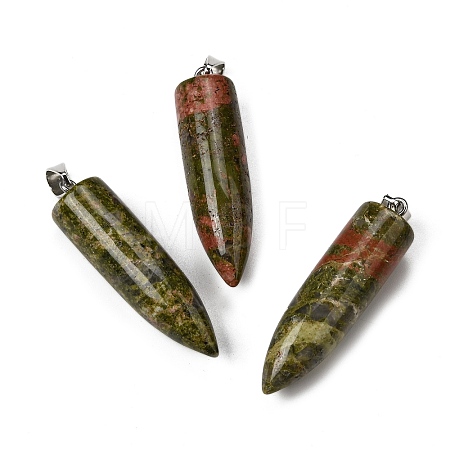 Natural Unakite Pointed Pendants G-F820-12G-1