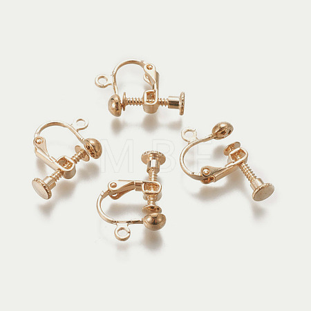 Rack Plated Brass Screw Clip-on Earring Findings X-KK-P169-04KCG-1