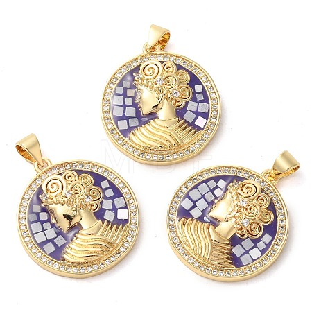 Rack Plating Brass Cubic Zirconia Pendants X-KK-K385-079G-1