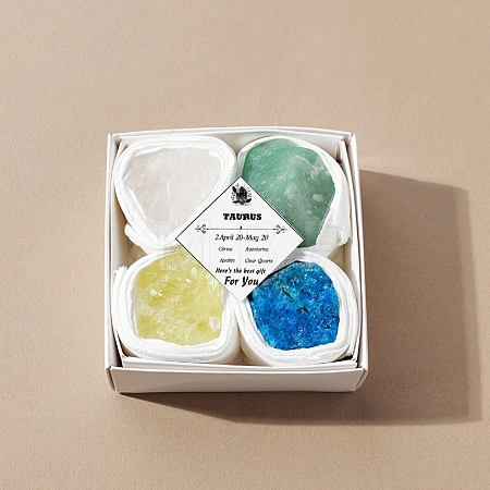 4Pcs 12 Zodiac Signs Series Natural Mixed Gemstone Decorations DJEW-B016-02-1