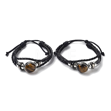 Natural Tiger Eye Multi-strand Bracelets BJEW-Q337-01H-1