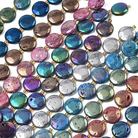Electroplated Natural Druzy Geode Crystal Beads Strands G-G459-04-1