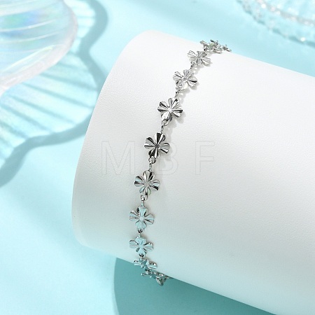304 Stainless Steel Clover Link Chains Bracelets for Women BJEW-JB13890-1